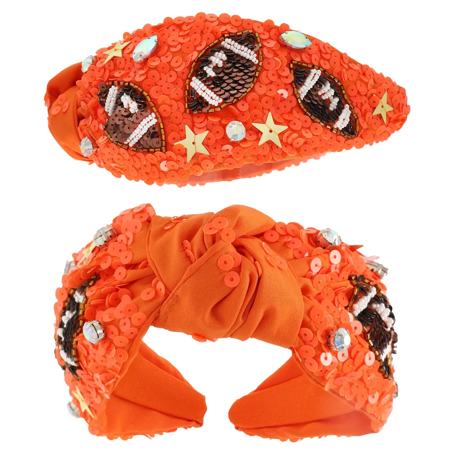 Football Top Knotted Jeweled Beaded Headband USC/Clemson