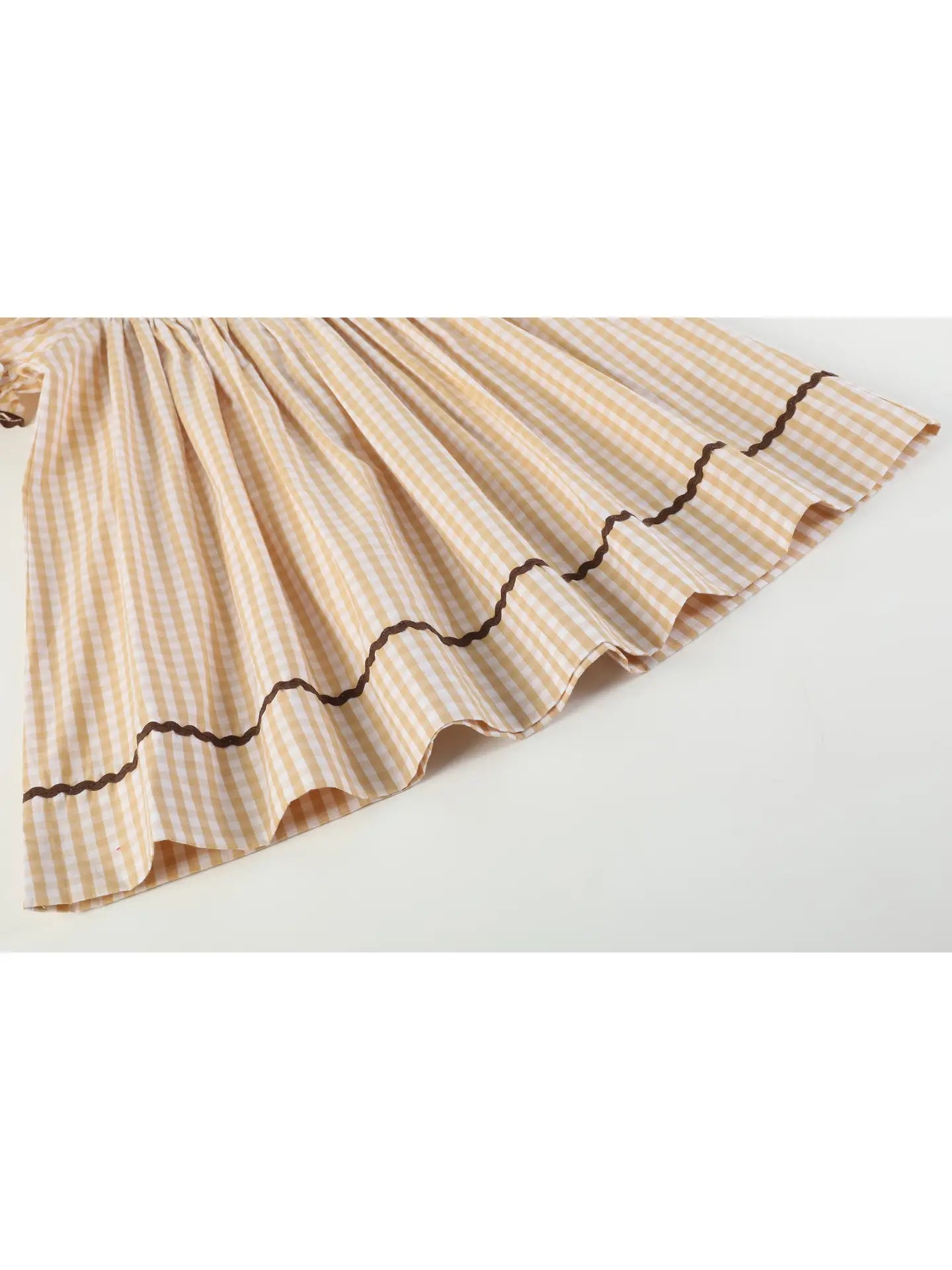 Brown Gingham Turkey Smocked Bishop Dress