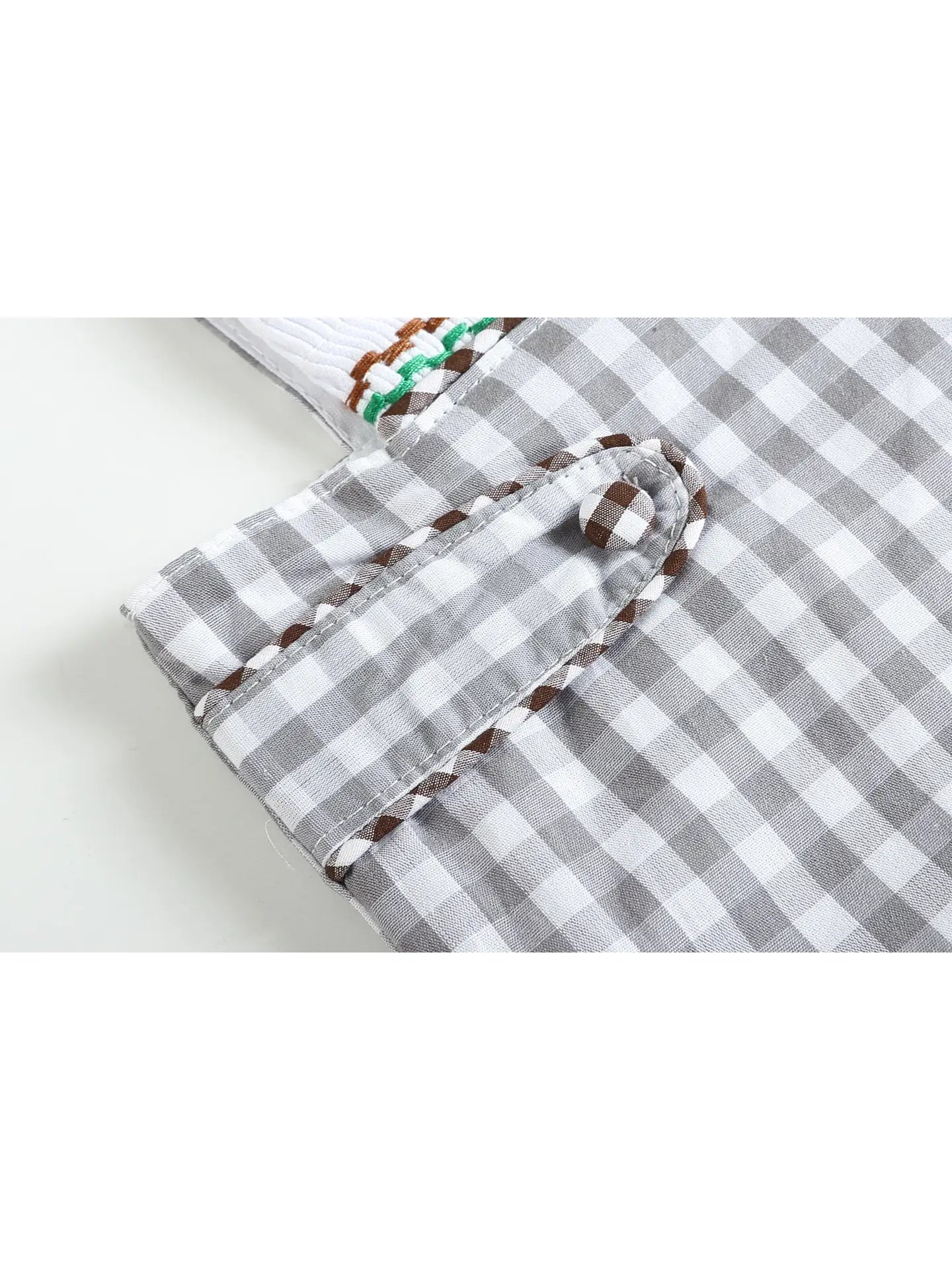 Gray Gingham Mallard Smocked Overalls